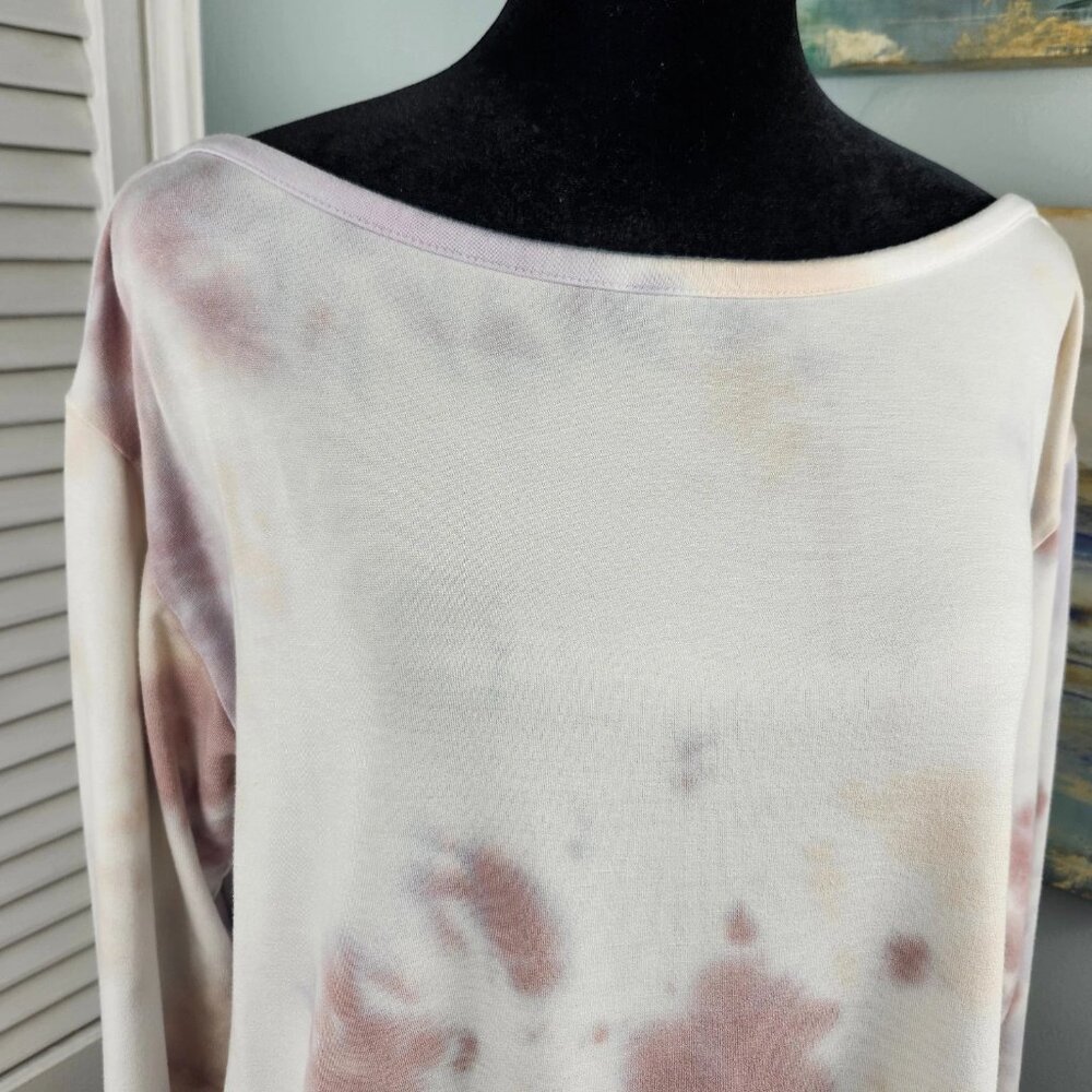 Loft Tie Dye Long Sleeve Tee M Boat Neck Relaxed Fit Loungewear - Picture 4 of 10